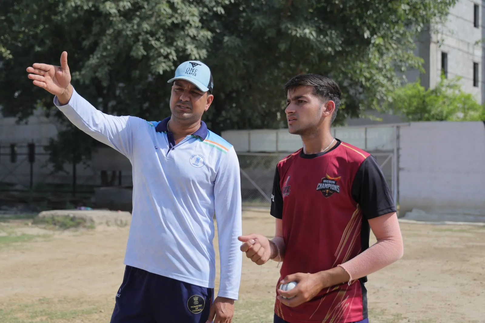 Migsun Champions bowler receives coaching tips at HLM campus ground